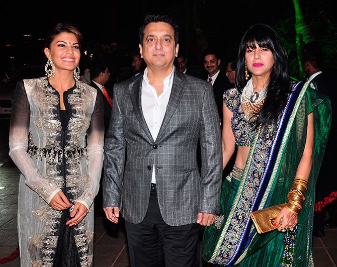 Jacqueline Fernandes with producer-director Sajid Nadiadwala and wife Wardha
