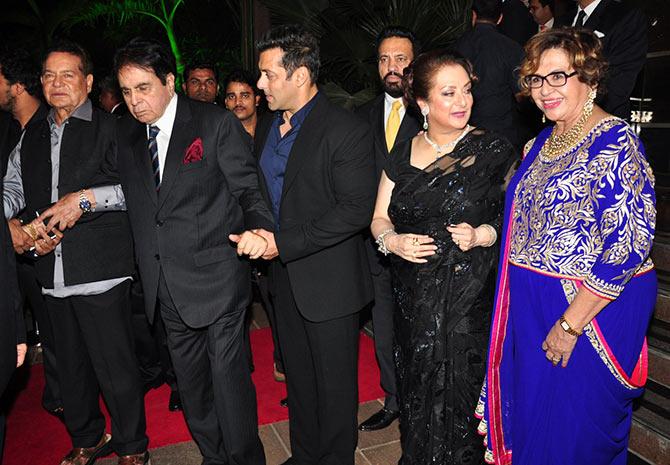 Salim Khan, Dilip Kumar, Salman Khan, Saira Banu, Helen