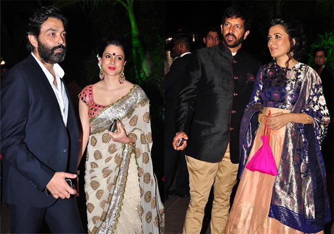 Bobby Deol with wife Tanya. Kabir Khan with wife Minni Mathur