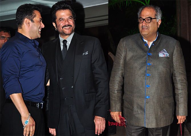 Salman Khan with his No Entry co-star Anil Kapoor and Boney Kapoor