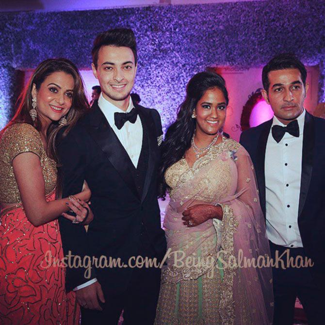 Amrita Arora with close friend Arpita and Ayush