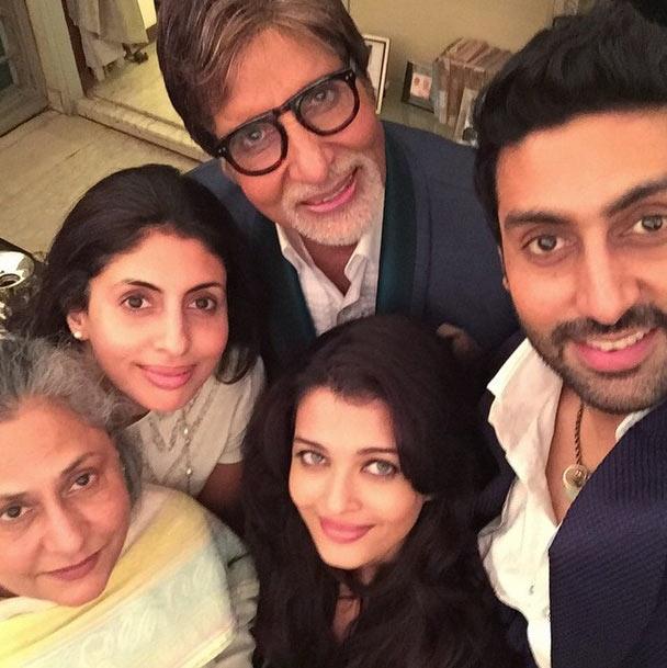 Jaya, Shweta, Amitabh, Abhishek and Aishwarya Bachchan