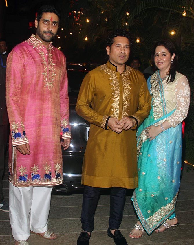 Abhishek Bachchan, Sachin Tendulkar and wife Anjali
