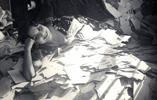 Tabassum with her fan mail