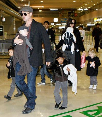 Brad Pitt and Angelina Jolie with their kids