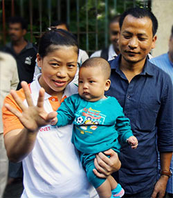 Mary Kom with Onler and their son