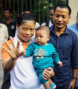 Mary Kom with Onler and their son