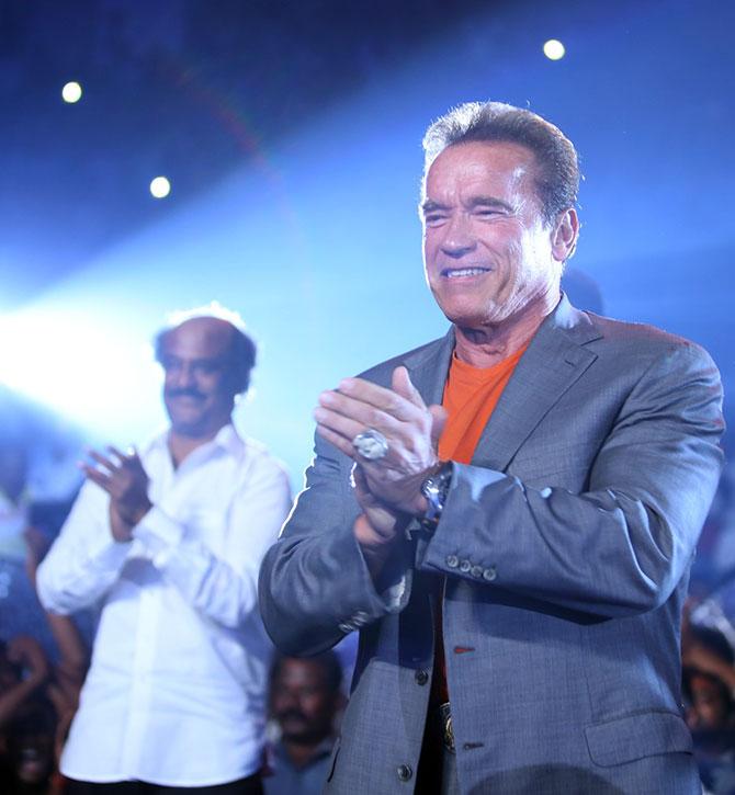 Rajinikanth and Arnold Scharwznegger