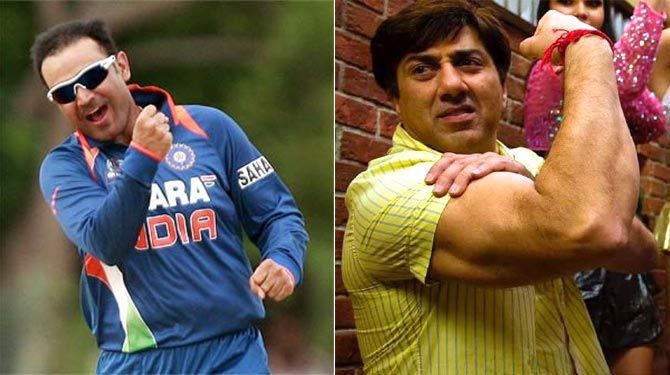 Virender Sehwag and Sunny Deol