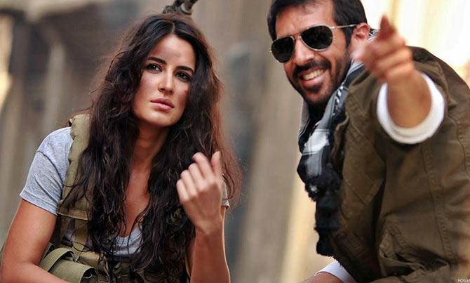 Katrina Kaif and Kabir Khan on the sets of Phantom