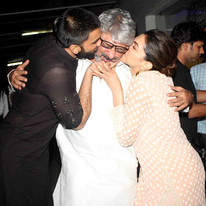 Sanjay Leela Bhansali with Ranveer Singh and Deepika Padukone