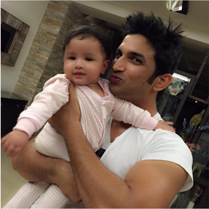 Sushant Singh Rajput with M S Dhoni's daughter Ziva