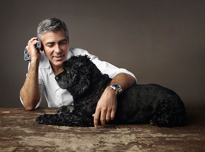 George Clooney with pet Einstein