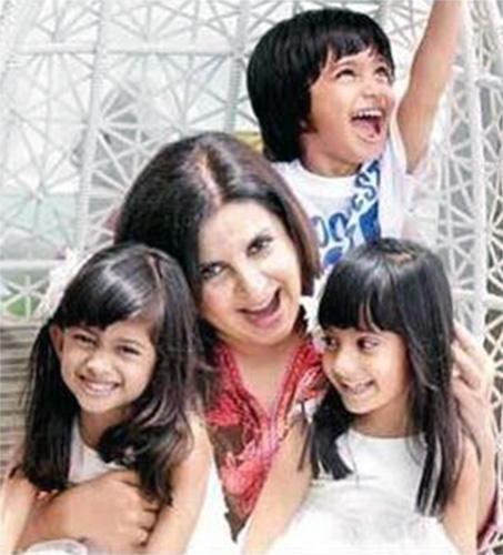 Farah Khan with Czar, Anya and Diva