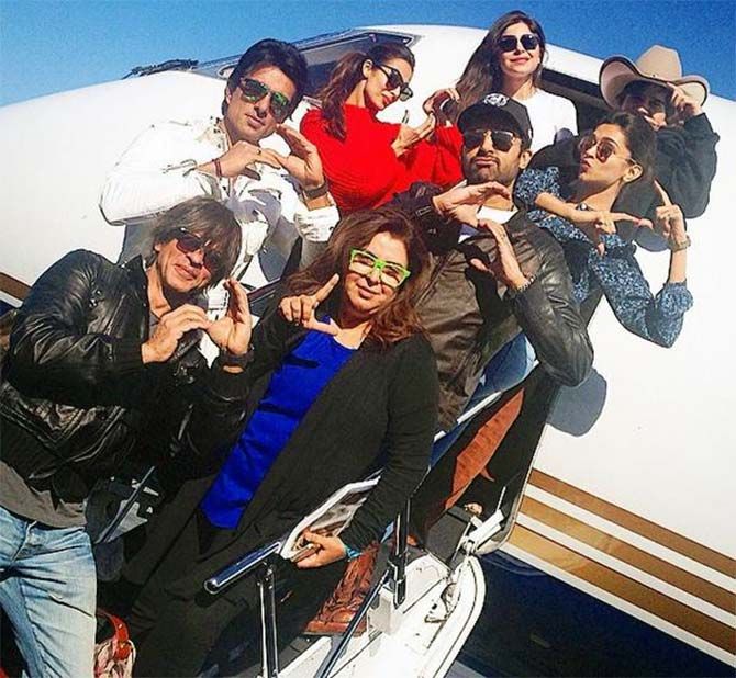 Farah Khan with the cast of Happy New Year