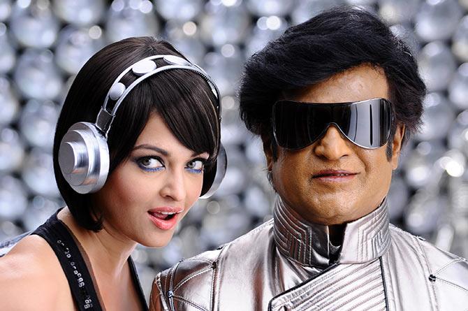 Aishwarya Rai Bachchan and Rajinikanth in Enthiran