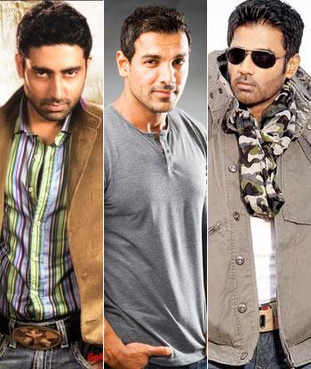 Abhishek Bachchan, John Abraham and Suneil Shetty