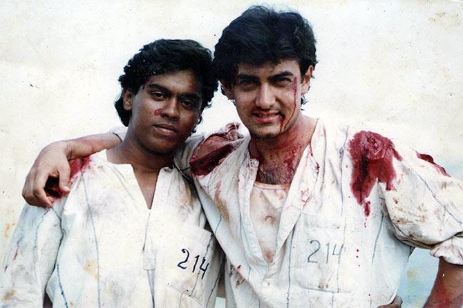 Aejaz Gulab and Aamir Khan in Baazi