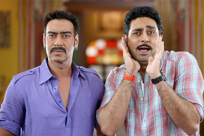 Ajay Devgn and Abhishek Bachchan in Bol Bachchan