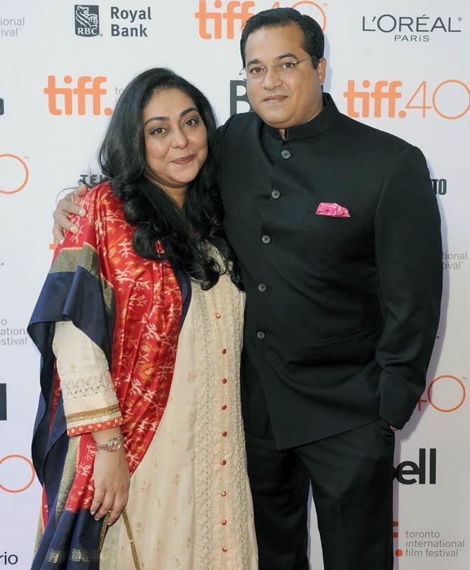 Meghna Gulzar with her husband Govind Singh at the screening of Talvar at the Toronto film festival.