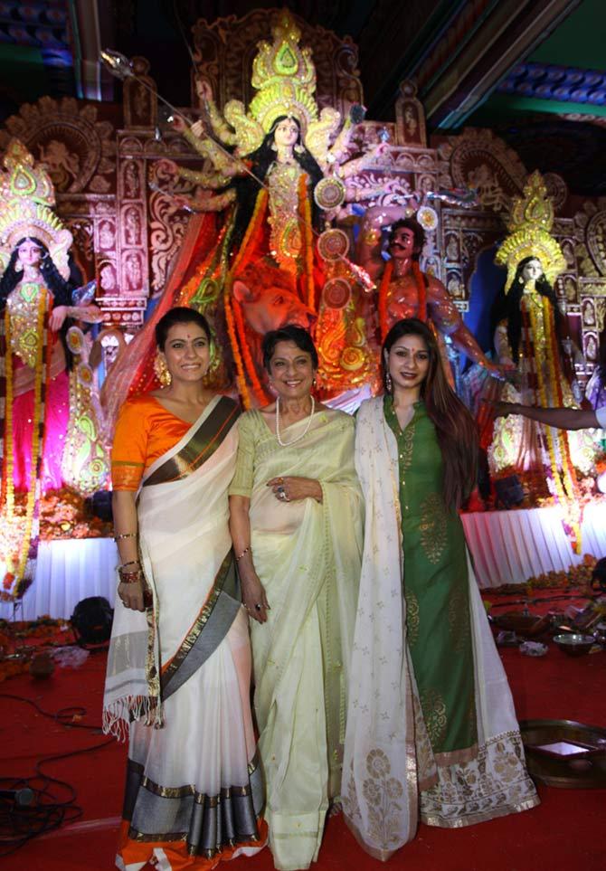 PIX: Kajol, Sushmita Sen Celebrate Durga Puja - Rediff.com Movies