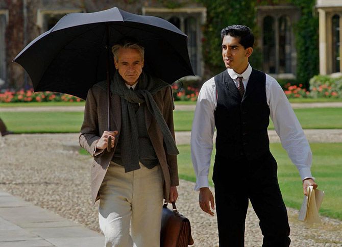 Dev Patel, right, as Srinivasa Ramanujan and Jeremy Irons as his mentor G H Hardy in The Man Who Knew Infinity.