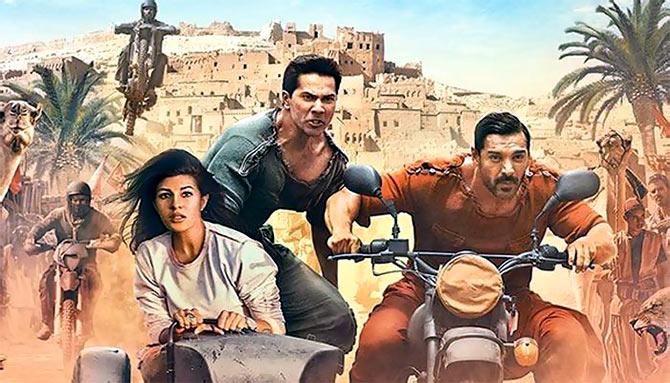 Jacqueline Fernandez, Varun Dhawan, John Abraham in Dishoom