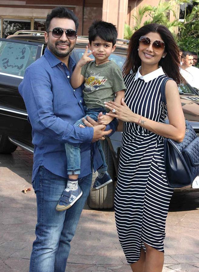 Raj Kundra, Viaan Raj Kundra and Shilpa Shetty Kundra