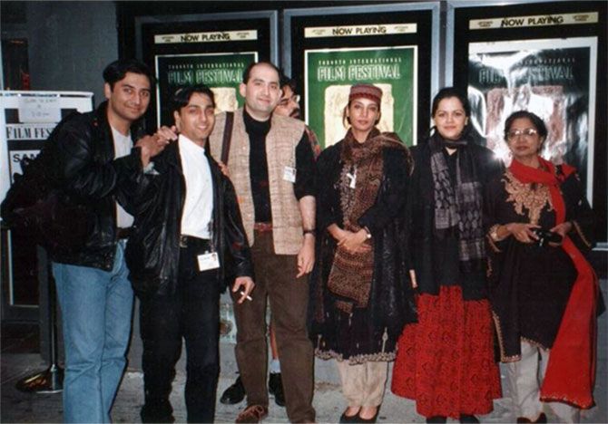 Director Dev Benegal, third from left.