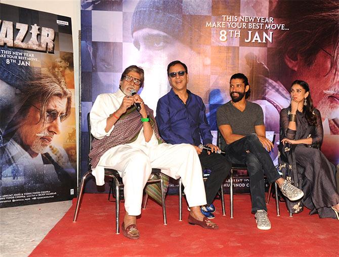 Amitabh Bachchan, Vidhu Vinod Chopra, Farhan Akhtar and Aditi Rao Hydari