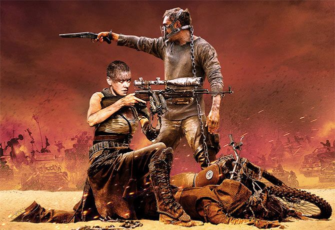 Charlize Theron and Tom Hardy in Mad Max: Fury Road.