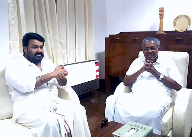 Mohanlal with Kerala Chief Minister Pinarayi Vijayan