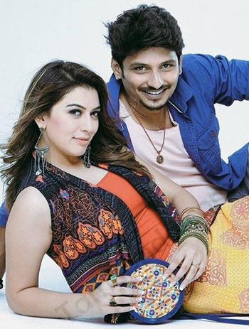 Hansika Motwani and Jiiva in Pokkiri Raja