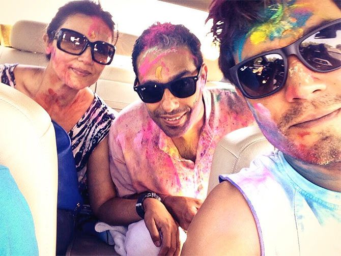 Randeep Hooda with his sister and brother-in-law