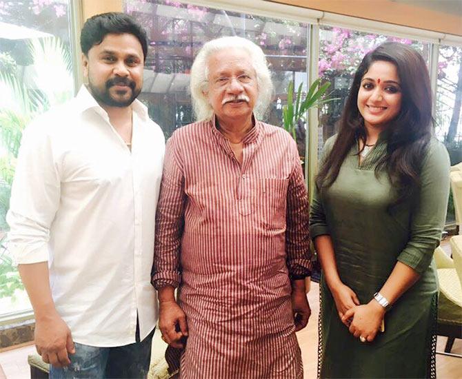 Dileep and Kavya Madhavan with Adoor Gopalakrishnan