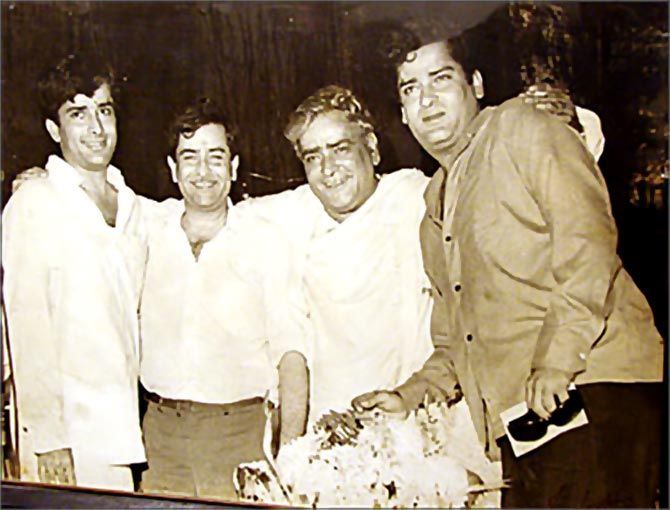 Shashi Kapoor with his brothers, Raj and Shammi, and his father, Prithviraj.