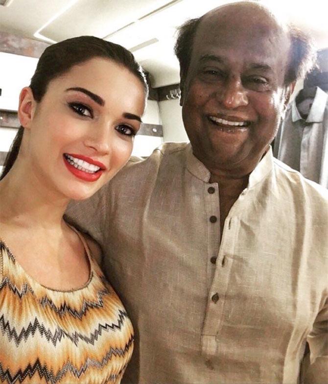 Amy Jackson and Rajinikanth