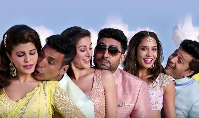 Jacqueline Fernandez, Akshay Kumar, Nargis Fakhri, Abhishek Bachchan, Lisa Haydon, Riteish Deshmukh