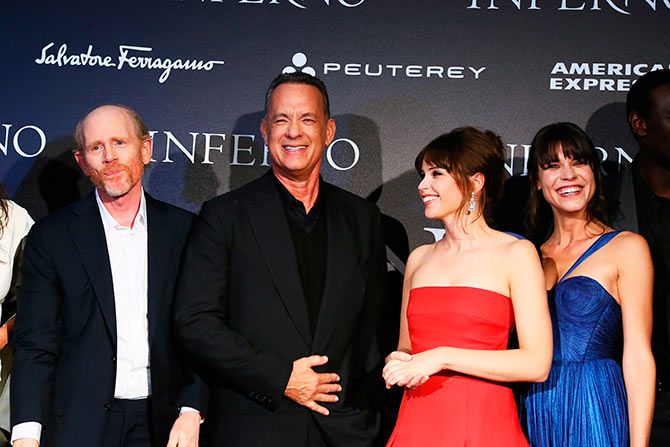 Ron Howard, Tom Hanks, Felicity Jones and and Ana Ularu 