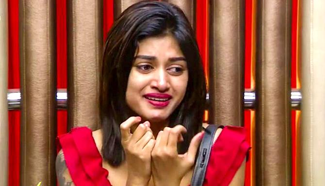 Oviya in the Bigg Boss house