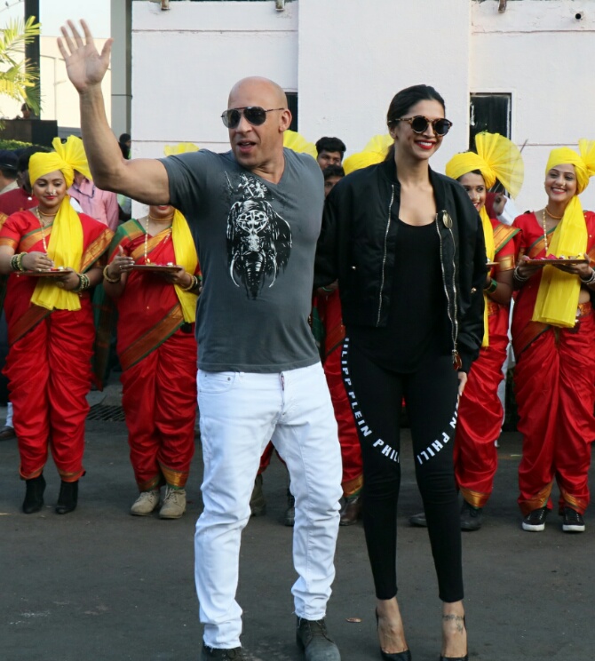 PIX: Vin Diesel arrives in Mumbai, Deepika welcomes him - Rediff.com