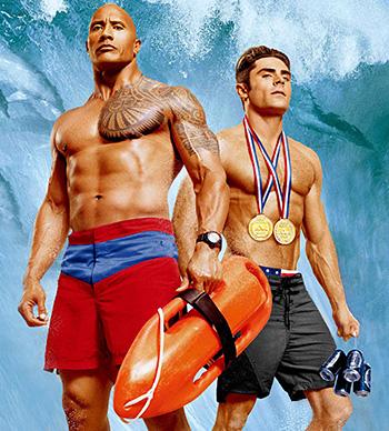 Dwayne Johnson and Zac Afron in Baywatch