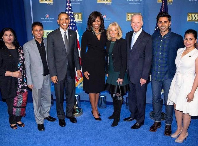 Hasan Minhaj and Obamas and Bidens