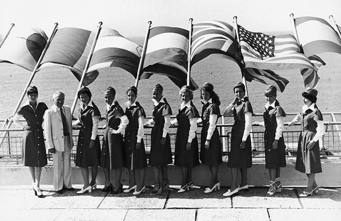 Cannes flags and hostesses