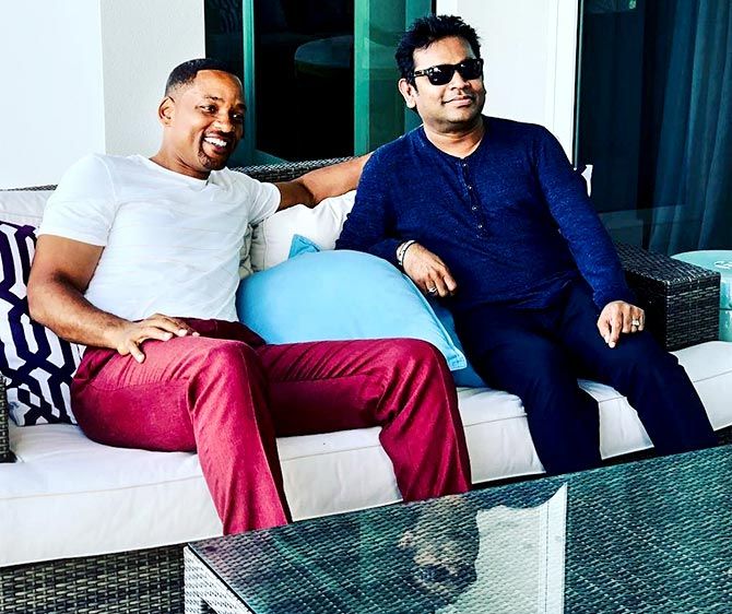 A R Rahman with Will Smith. Photograph: Kind courtesy A R Rahman/Instagram