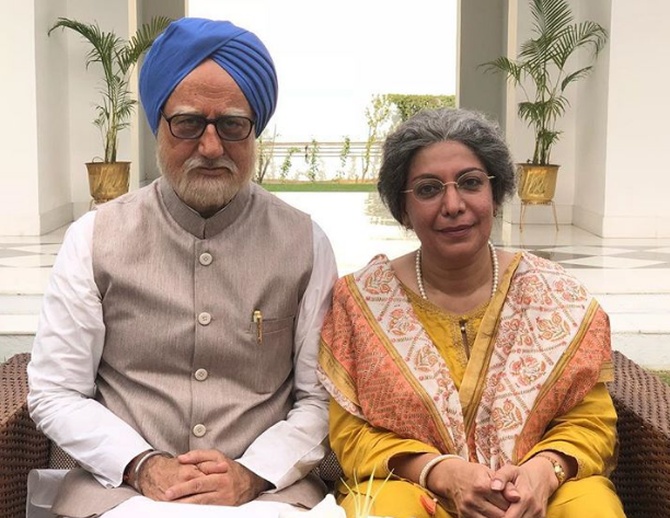 Anupam Kher plays Dr Manmohan Singh while Divya Seth Shah plays Dr Singh's wife Gursharan Kaur in The Accidental Prime Minister.