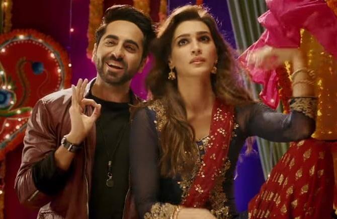 Ayushmann Khurrana and Kriti Sanon in Bareilly Ki Barfi.