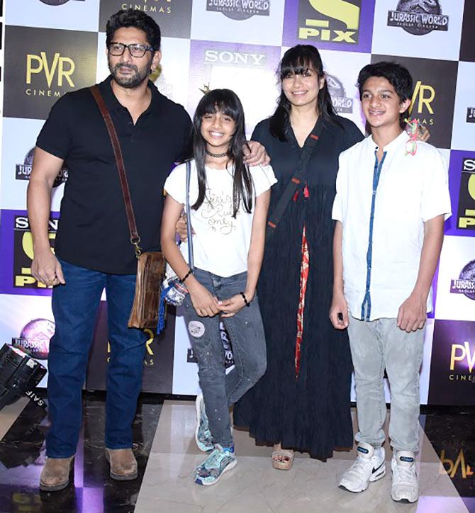 PIX: Arshad Warsi watches Jurassic World with his family - Rediff.com ...