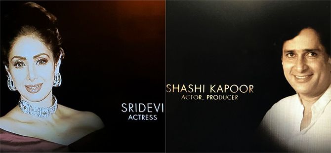Shashi Kapoor and Sridevi were honoured in the In Memoriam section