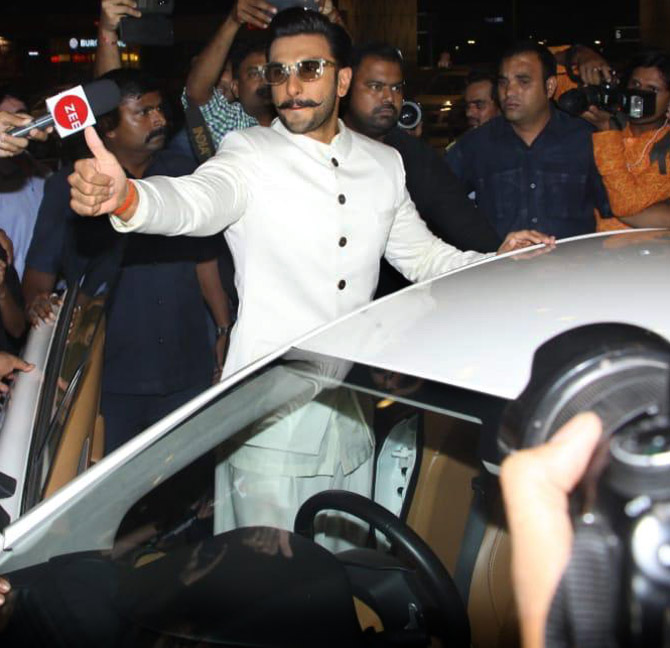 Ranveer Singh at Mumbai airport. Photograph: Pradeep Bandekar